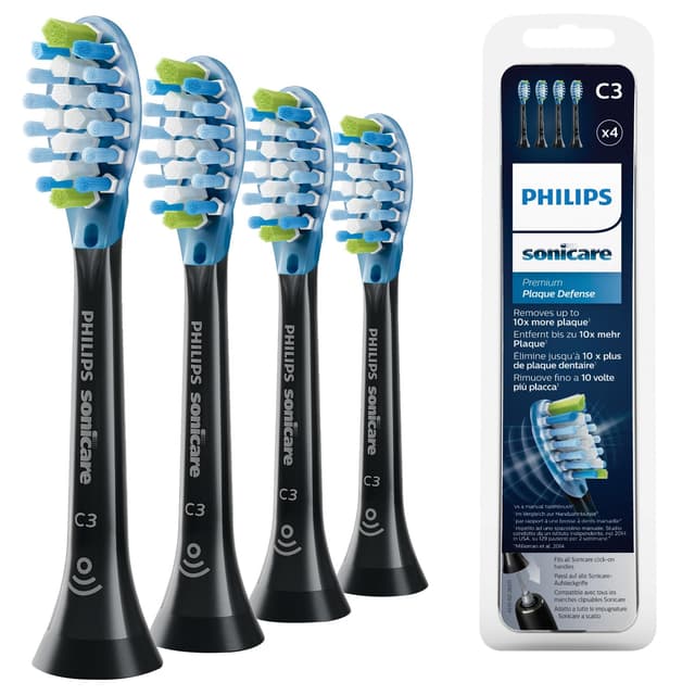 🦷🌟 Philips Sonicare Original C3 Premium Plaque Defence - 4er-Pack in Schwarz