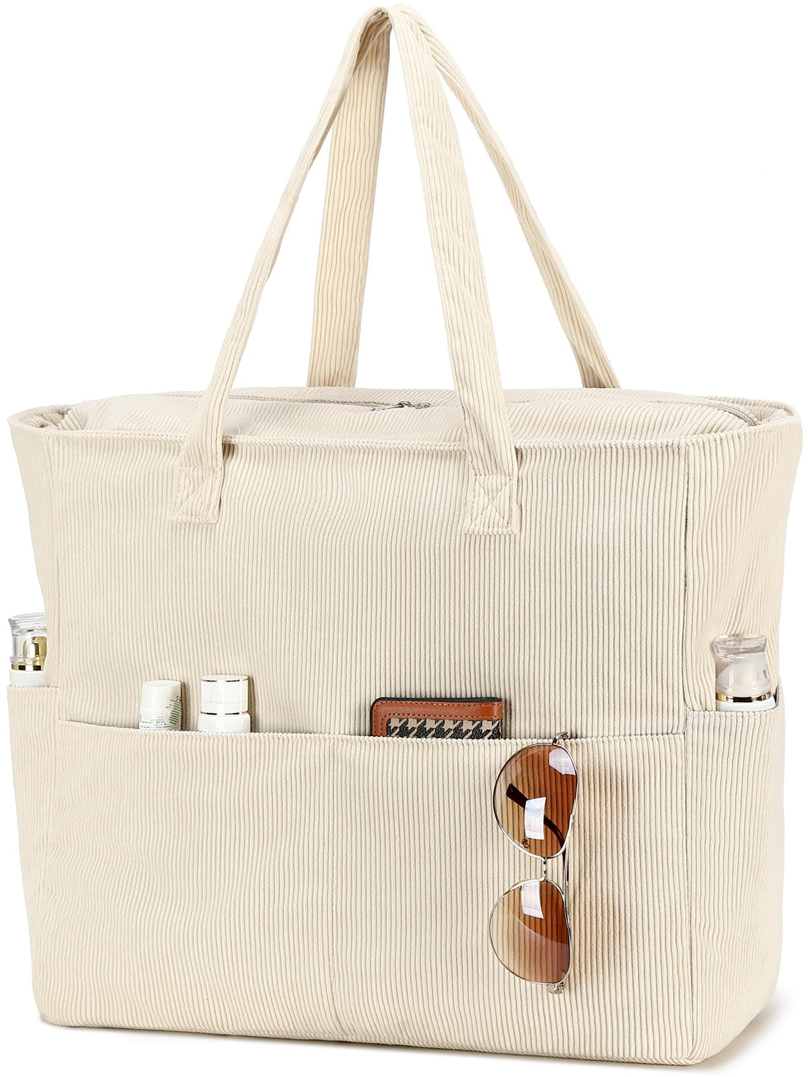 LEDAOU Große Strandtasche mit Reißverschluss Damen Wasserdicht Umhängetasche Tragetasche Shopper sanddicht mit Reißverschluss 🏖️