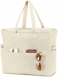 LEDAOU Große Strandtasche mit Reißverschluss Damen Wasserdicht Umhängetasche Tragetasche Shopper sanddicht mit Reißverschluss 🏖️ Angebot bei HelloDeals