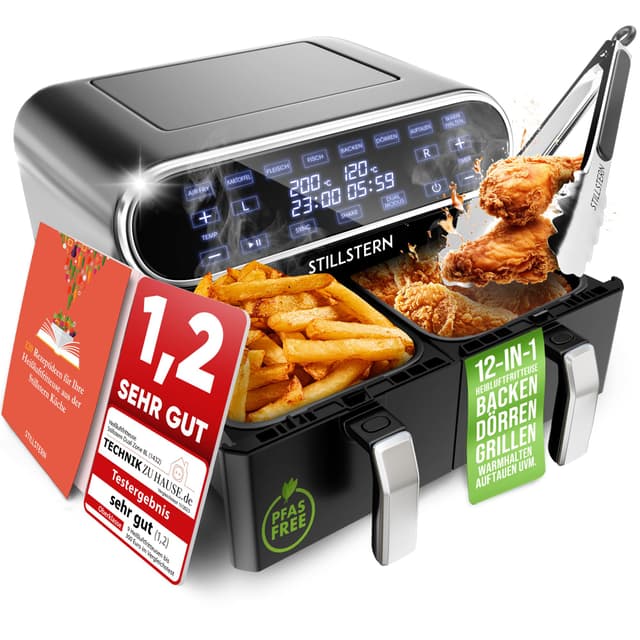 🔥 Stillstern Dual Zone Heißluftfritteuse 8L 2400W - Top Deal! 🍳