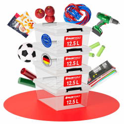 ATHLON TOOLS 4x 12,5 L Aufbewahrungsboxen mit Deckel - 4er-Set Transparent