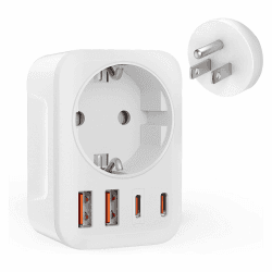 🌍🔌 Reiseadapter USA-Adapter USA mit 2 USB 2 Typ-C(3.4A),mit 1 AC,5-in-1 USA Adapter Steckdose