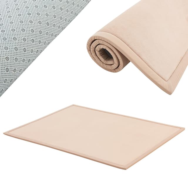 Juskys Krabbelmatte Spielmatte Krabbeldecke 180x120 cm Samtmatte Teppich für Kind, Baby, Yoga - rutschfest, weich Kinderteppich Spielteppich in Beige 120 x 180 cm (Rechteckig) Beige 🌟