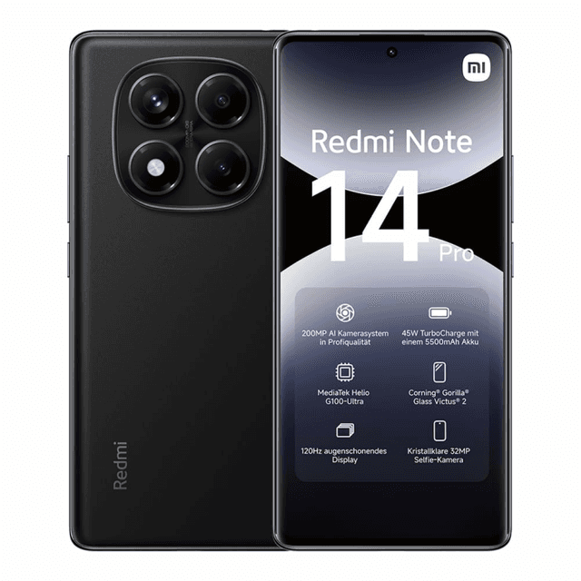 📱 Xiaomi Redmi Note 14 Pro Smartphone, 8 + 256GB, Schwarz 🖤 - Angebot!