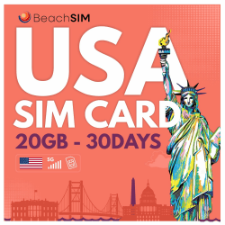 🏖️ BeachSIM USA SIM-Karte 30 Tage. 20GB Daten mit 4G/5G Geschwindigkeit 📱