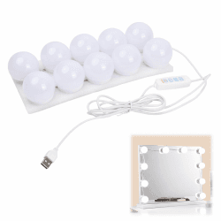 Jinlaili 10 LED Spiegelleuchte mit 3 Farbe 🌟 Hollywood-Stil Dimmbar Schminklicht 💄 Schminktisch Leuchte 💡 Makeup Lampe 🌺 Make Up Licht 💋 Schminkleuchte 🌈 Spiegellampe für Kosmetikspiegel, Badzimmer Spiegel Weiß-10pcs Angebot bei HelloDeals