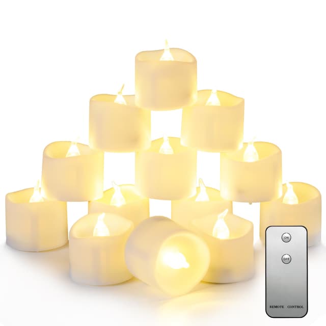 🕯️🎃 Auemaniliy LED Teelicht 12 Stück - Fernbedienung, batteriebetrieben