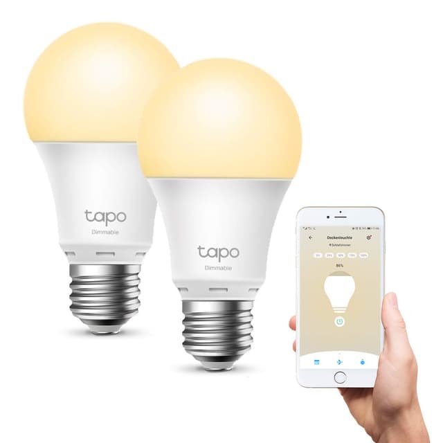 🌟 Super Deal! Tapo TP-Link L510E smarte WLAN Glühbirne E27, dimmbar 8.7 W, 2er Pack Warmlicht