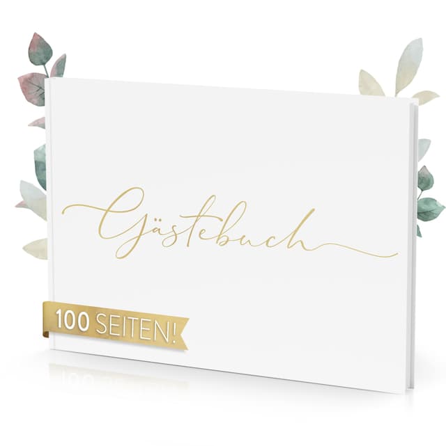 TWIVEE - Gästebuch für Hochzeit, Geburtstag, Babyparty, Ferienwohnung - 100 blanko Seiten weiß