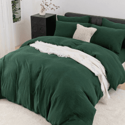 🌟 YASMENG Doppelte Muslin Bettwäsche 135x200 Dunkelgrün 🌟