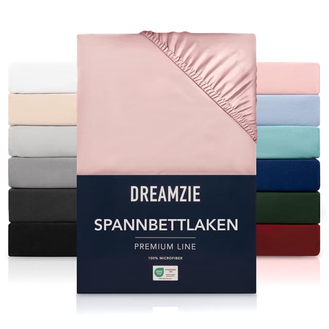 Dreamzie Spannbetttlaken 200x200 cm 🌟 - Rosa - 100% Mikrofaser - Schadstoffgeprüft