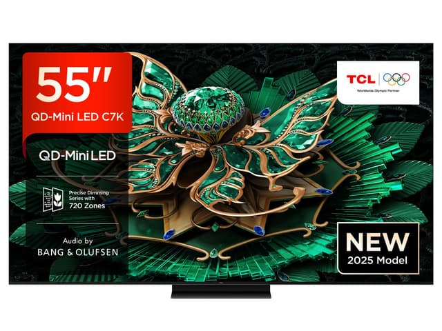 📺 TCL 55C7K QD-Mini LED Fernseher, 55 Zoll, 4K HDR Premium, Dolby Vision IQ & Atmos, Bang & Olufsen Sound, Smart TV