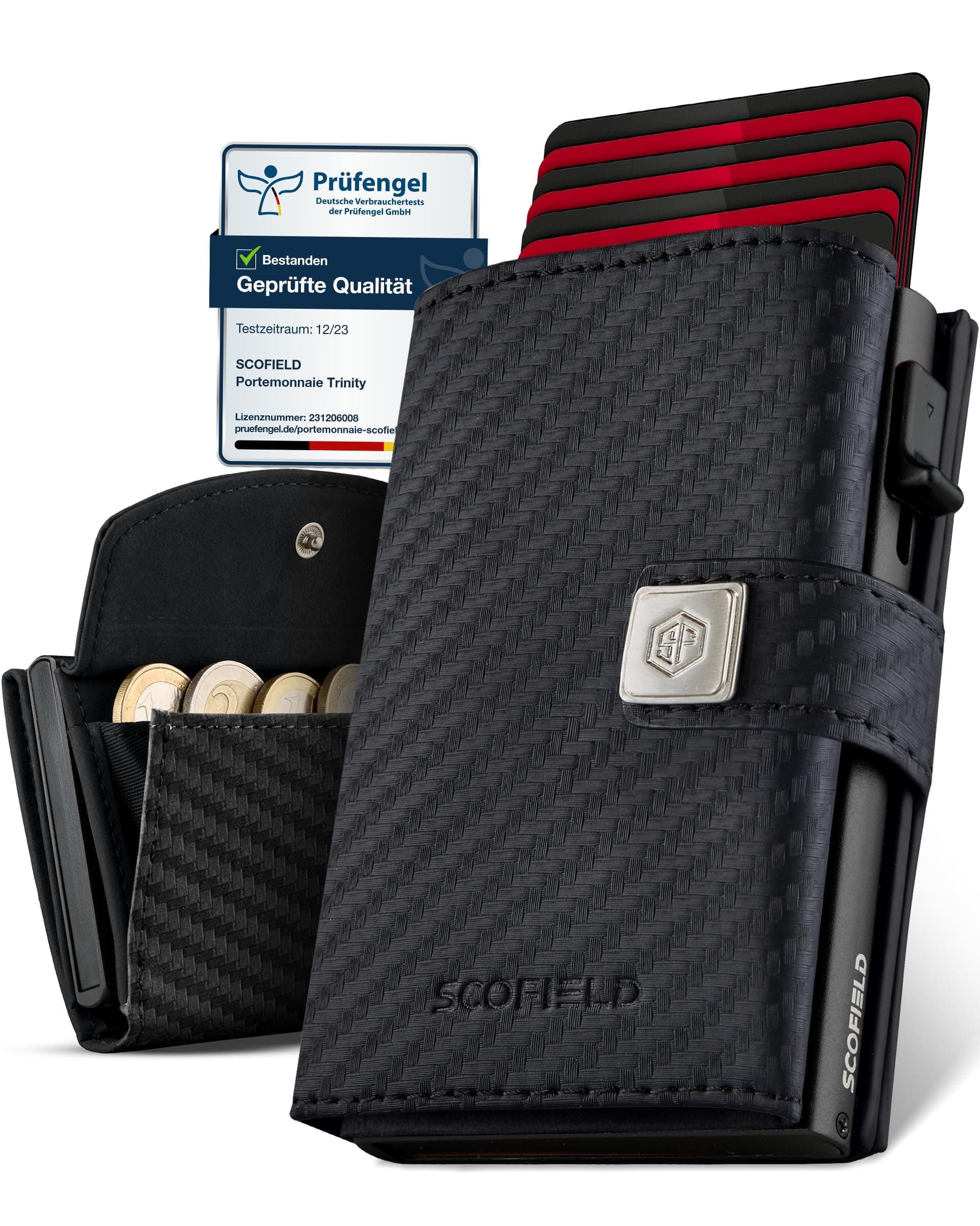 SF SCOFIELD Trinity Premium Slim Wallet mit Münzfach | Wallets for Men | Kartenetui mit Münzfach