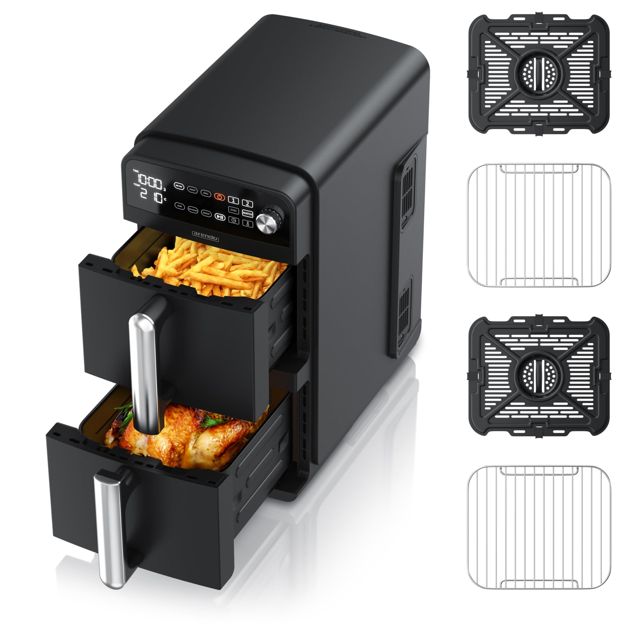 Arendo - Heißluftfritteuse XXL Dual Zone 2 Kammern 🍟🔥