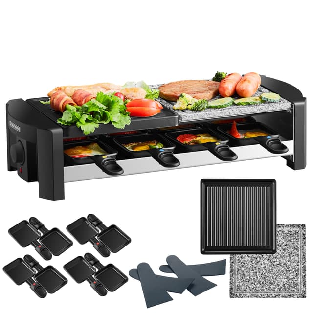 Raclette Gerät für 8 Personen mit Naturstein- und Metallplatte