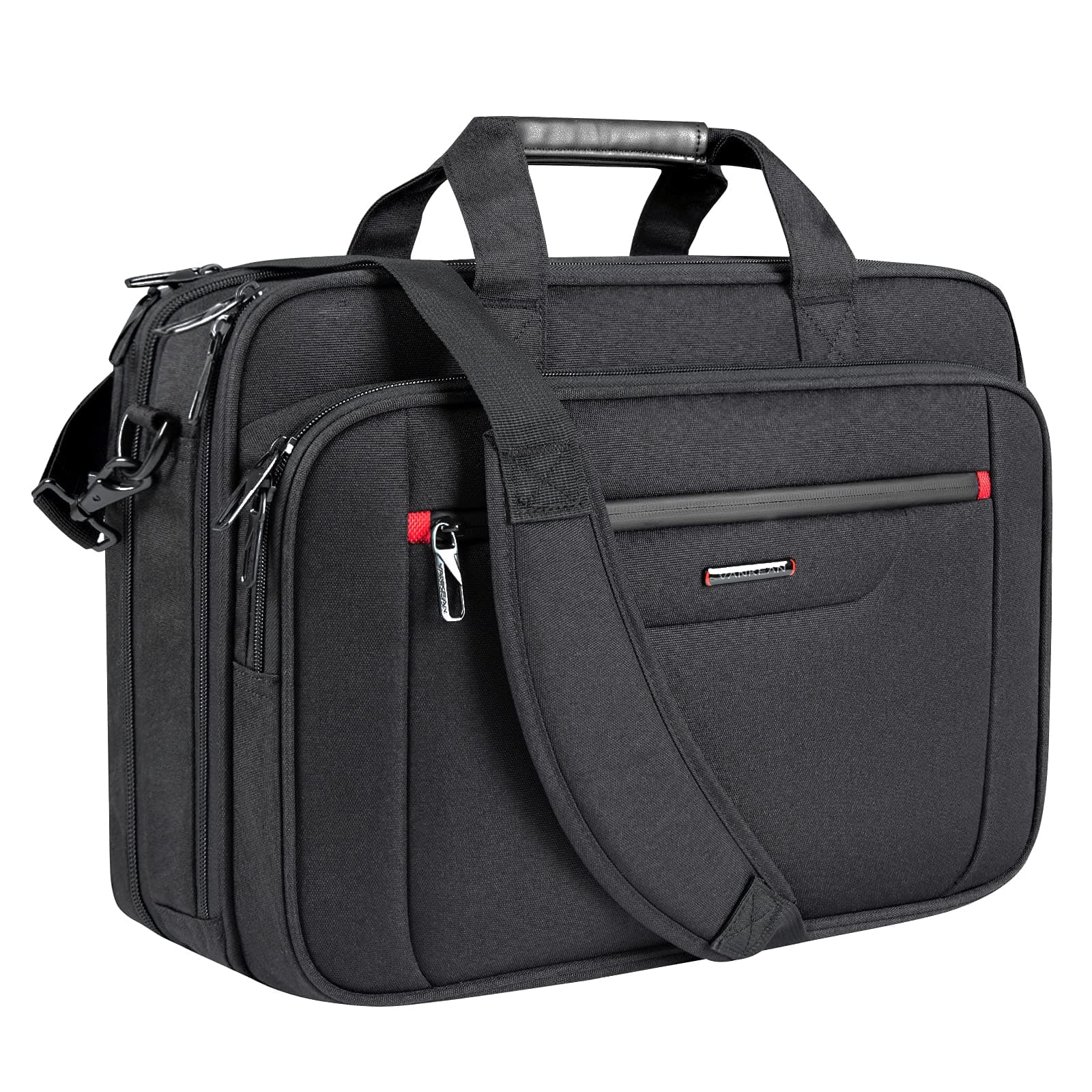 🎒 VANKEAN Laptoptasche für Herren Damen | Laptop Aktentasche bis 17,3 Zoll | Wasserabweisend | Schwarz