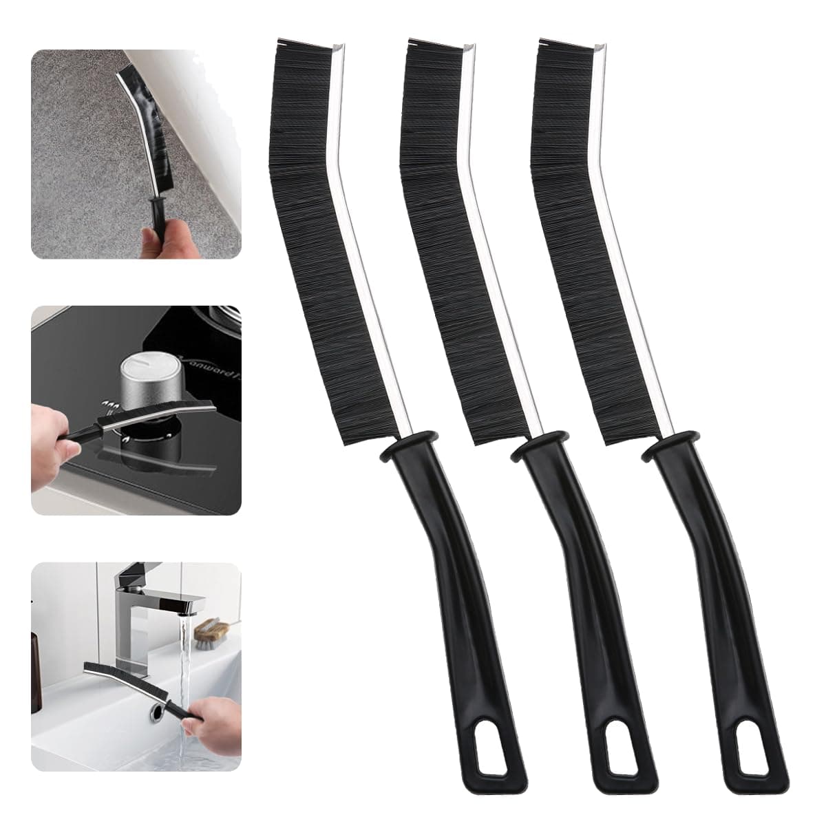 🧹 3 Stück Hartborsten Eckenreinigungsbürste für Küche und Bad 🚿