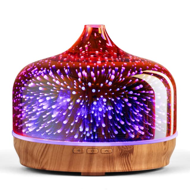 Porseme 500ml Aroma Diffuser - Handgeblasen Rosé Gold Glas mit 3D Feuerwerk