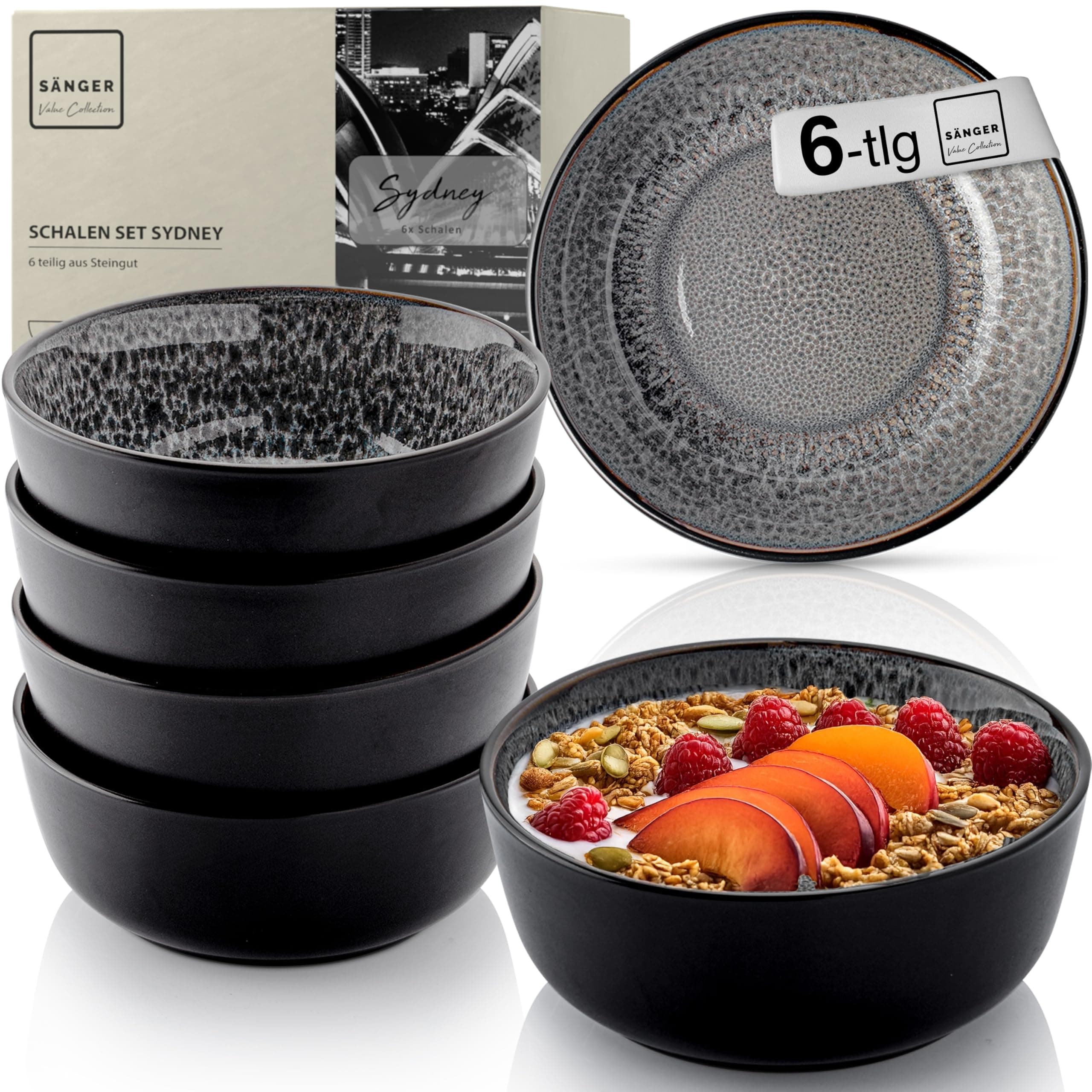 Sänger Sydney | Steingut Müslischalen Bowl Schüssel 6 tlg. | VALUE COLLECTION Sydney Schalen 6 tlg.