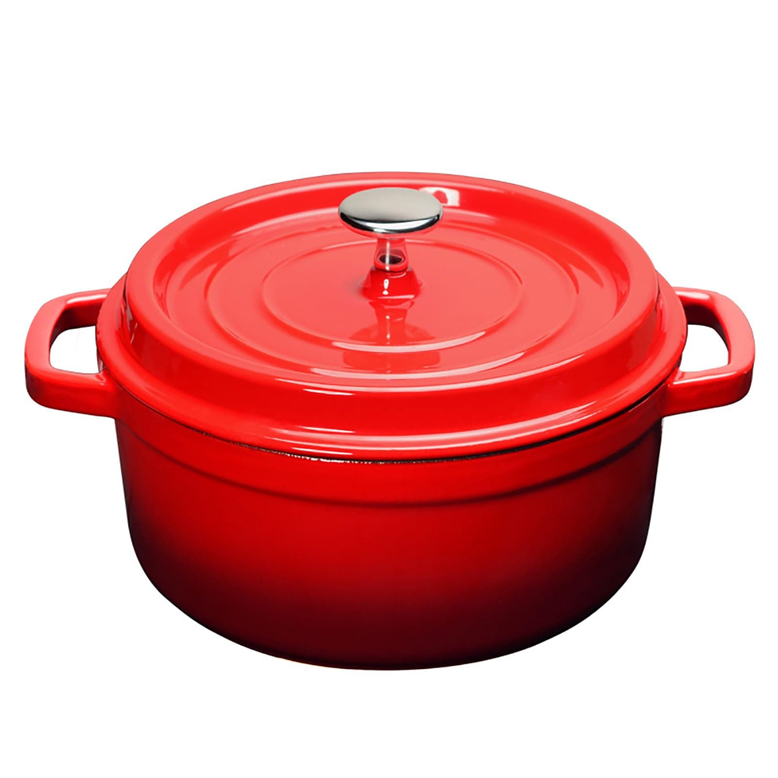 Emaille Aluguss Keramik Topf Backofengeeignet: Antihaftbe Pfanne Einfache Reinigung Brattopf Kitchen Schmortopf mit Deckel für Alle Herdarten (Rot, 4.75L)