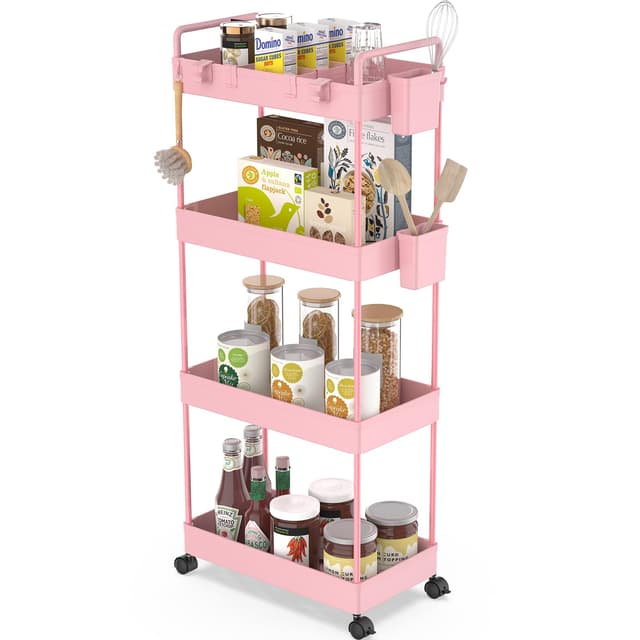 Ronlap Rollwagen Küchewagen mit 4 Ebenen 🌸 4 Tier Rosa Angebot