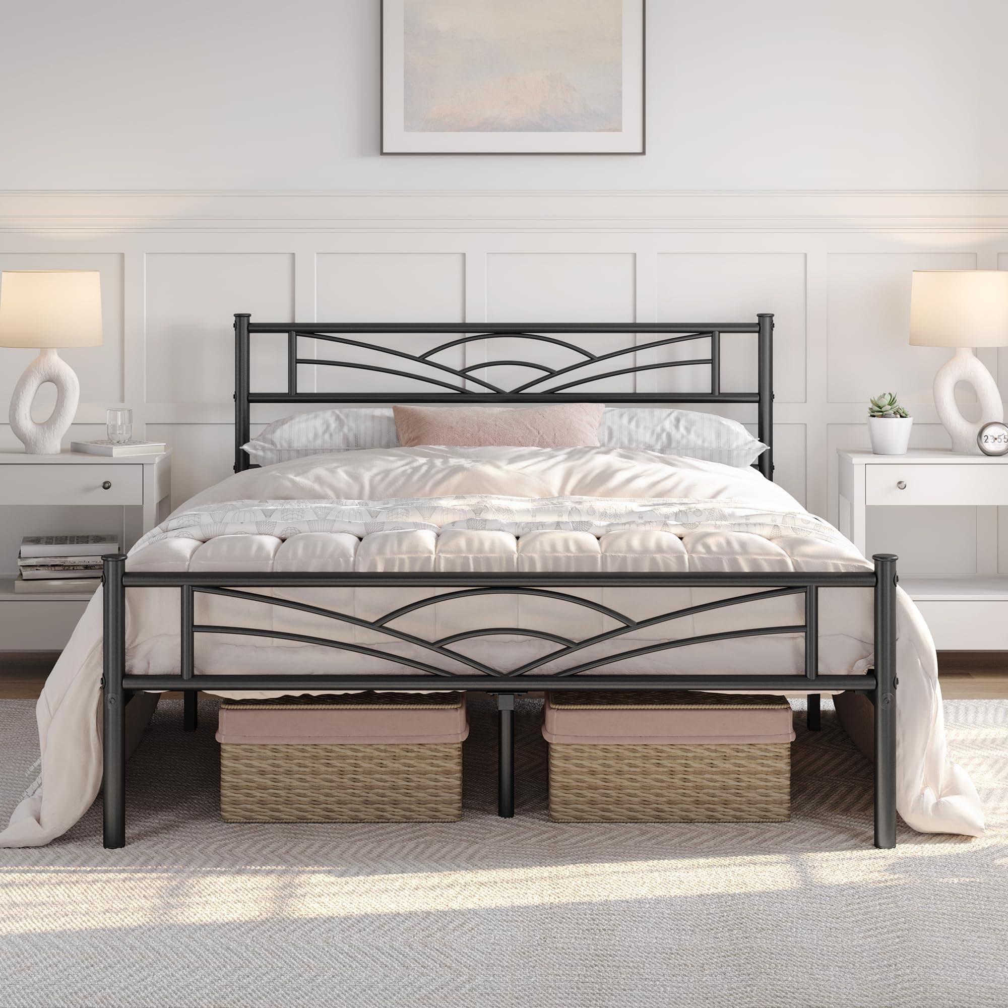 🛏️ Modernes Metallbett 140 x 200 cm - Schwarz