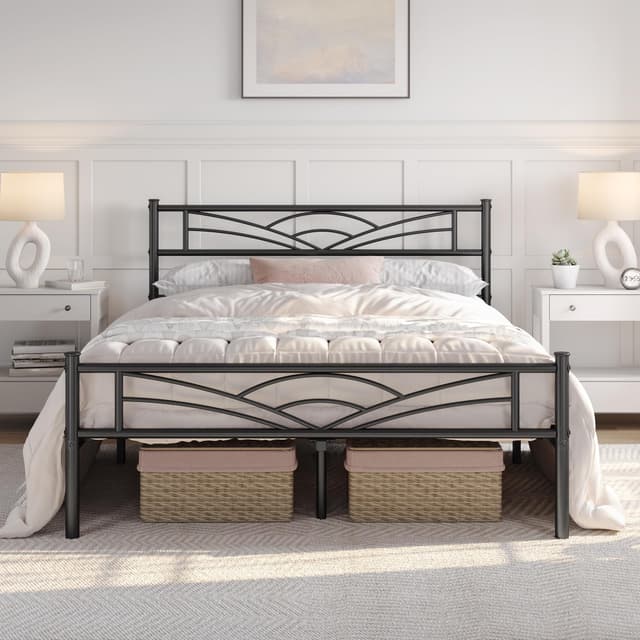 🛏️ Modernes Metallbett 140 x 200 cm - Schwarz