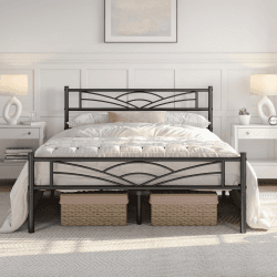 🛏️ Modernes Metallbett 140 x 200 cm - Schwarz