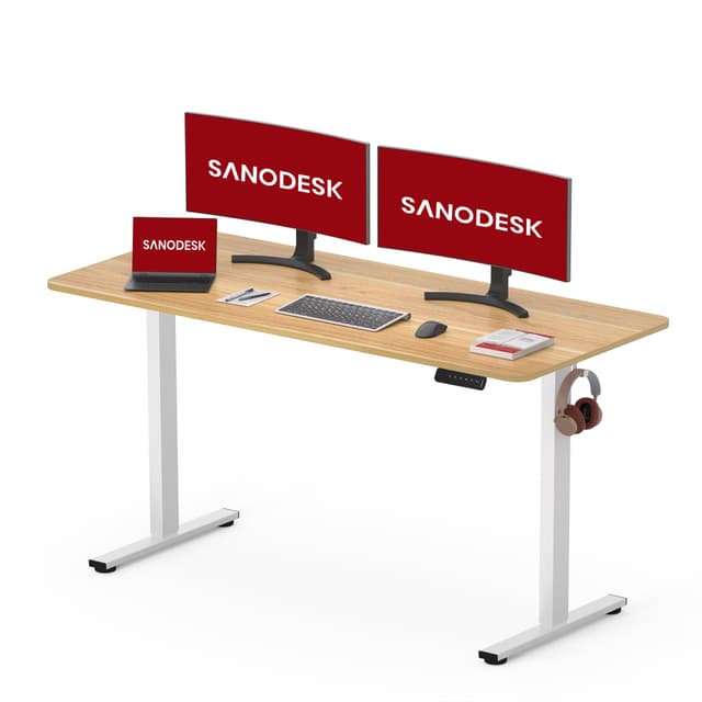 SANODESK Höhenverstellbarer Schreibtisch mit Komplett Tischplatte, Elektrischer Ergonomischer Schreibtisch - Deal des Tages! 💻🌟