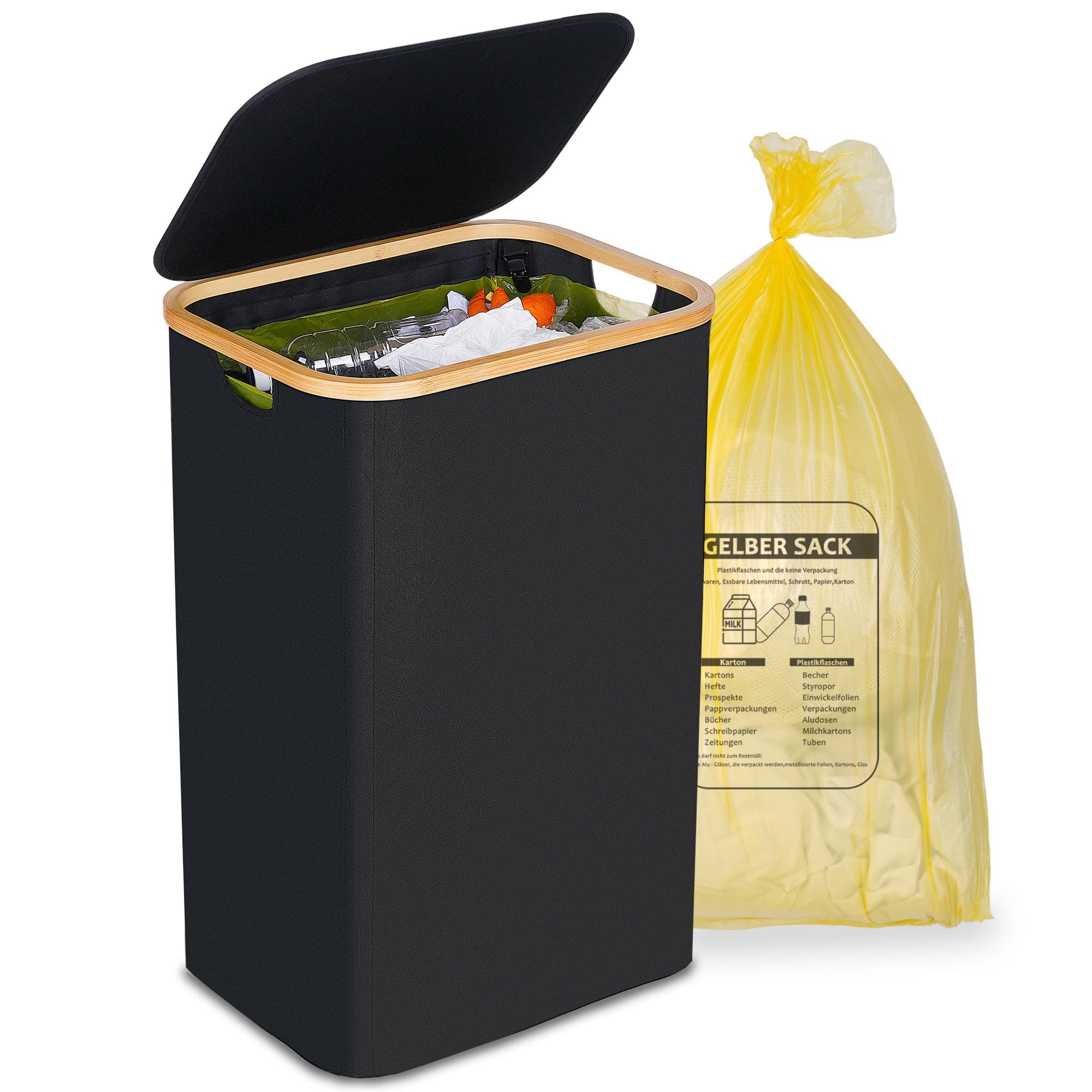 efluky Gelber Sack Ständer 100L - Mülleimer mit Deckel