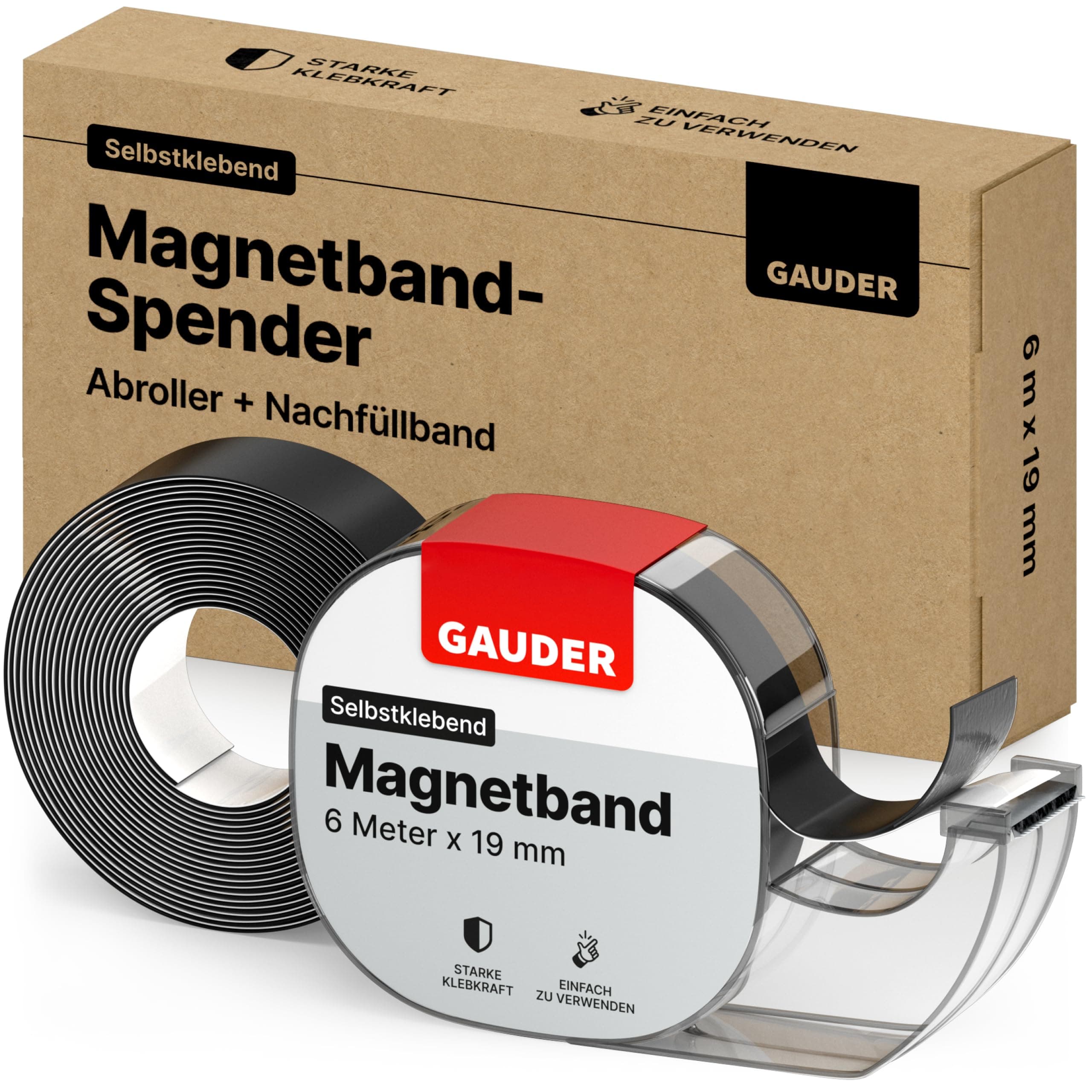 GAUDER Magnetband im Spender - Selbstklebender Magnetstreifen 🧲