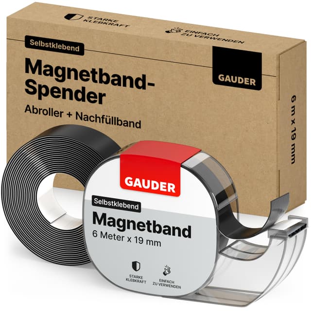 GAUDER Magnetband im Spender - Selbstklebender Magnetstreifen 🧲
