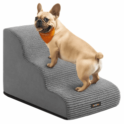 🐾 Feandrea Hundetreppe, 3 Stufen für kleine Hunde - Taubengrau PPS003G01 3 Stufen (57T cm)