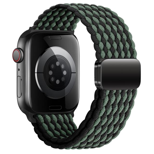 Geflochtenes Nylon Armband für Apple Watch - Grün/Schwarz ⌚🎁