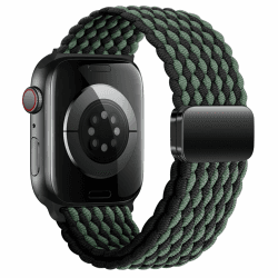 Geflochtenes Nylon Armband für Apple Watch - Grün/Schwarz ⌚🎁