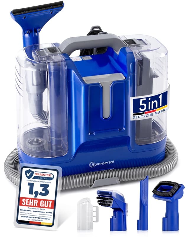 SOMMERTAL MultiCleaner WS450 5in1 Gerät für Teppiche, Treppen, Polster, Sofa, Auto, Tiere, Flecken - Spezialangebot!