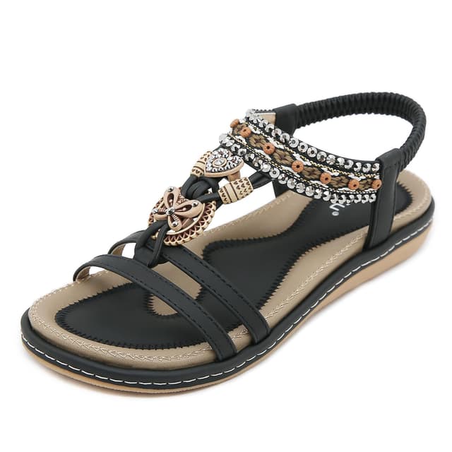 Acfoda Sandalen Damen Sommer mit Weiches Fussbett, Gr.35-44 39 EU 22 Schwarz 😍👡