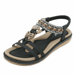 Acfoda Sandalen Damen Sommer mit Weiches Fussbett, Gr.35-44 39 EU 22 Schwarz 😍👡