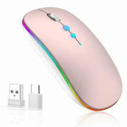 LED Kabellose Maus für Computer, PC FunkMaus Tragbare Wiederaufladbar mit 2,4GHz USB/USB-C Dual Empfänger 😍