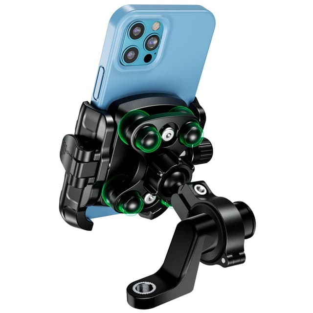 MOGGAM Handyhalterung Motorrad Anti-Vibration mit plattform und aluminiumring - Handyhalter Motorrad mit 360º regulierung Zur Montage am Lenker und Rückspiegel, kompatibel Telefon 5,4-7,2"