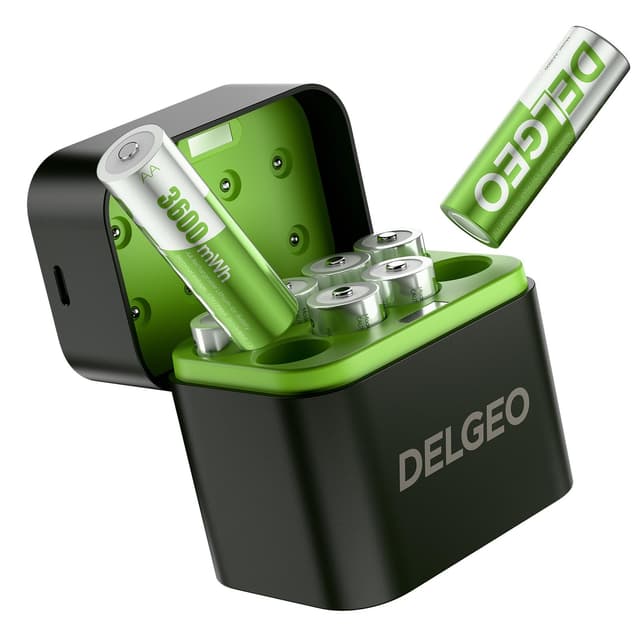 🔋🔌 Wiederaufladbare Lithium Akkus AA 8 Pack mit Ladegerät - Speicherenergie und spare Geld! 💰