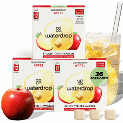 🍏 waterdrop® Microdrink Apfel - 36 Waterdrop Drops Würfel mit fruchtigem Apfel Geschmack