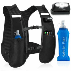 🏃‍♂️ Nextyu Laufweste Damen und Herren mit Trinkflasche und LED-Licht - Schwarz Einheitsgröße 🏃‍♀️