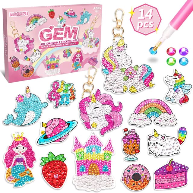 Maqhpu 5D Diamond Painting Schlüsselanhänger - Ideales Geschenk für Mädchen und Kinder