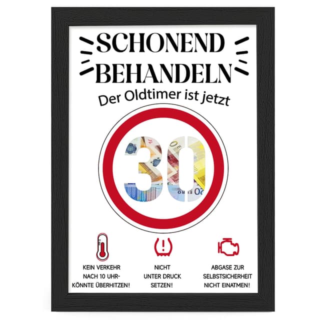 🎁 Lustiges Geldgeschenk zum 30. Geburtstag - Verkehrsschilder Geschenk für Frauen & Männer