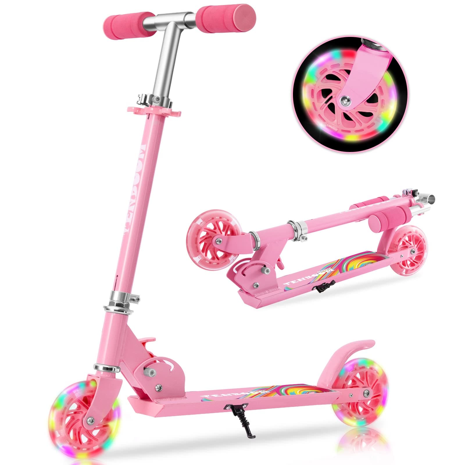 TENBOOM Roller Kinder ab 3 Jahre 🌟 LED Scooter für Mädchen Jungen 🌈