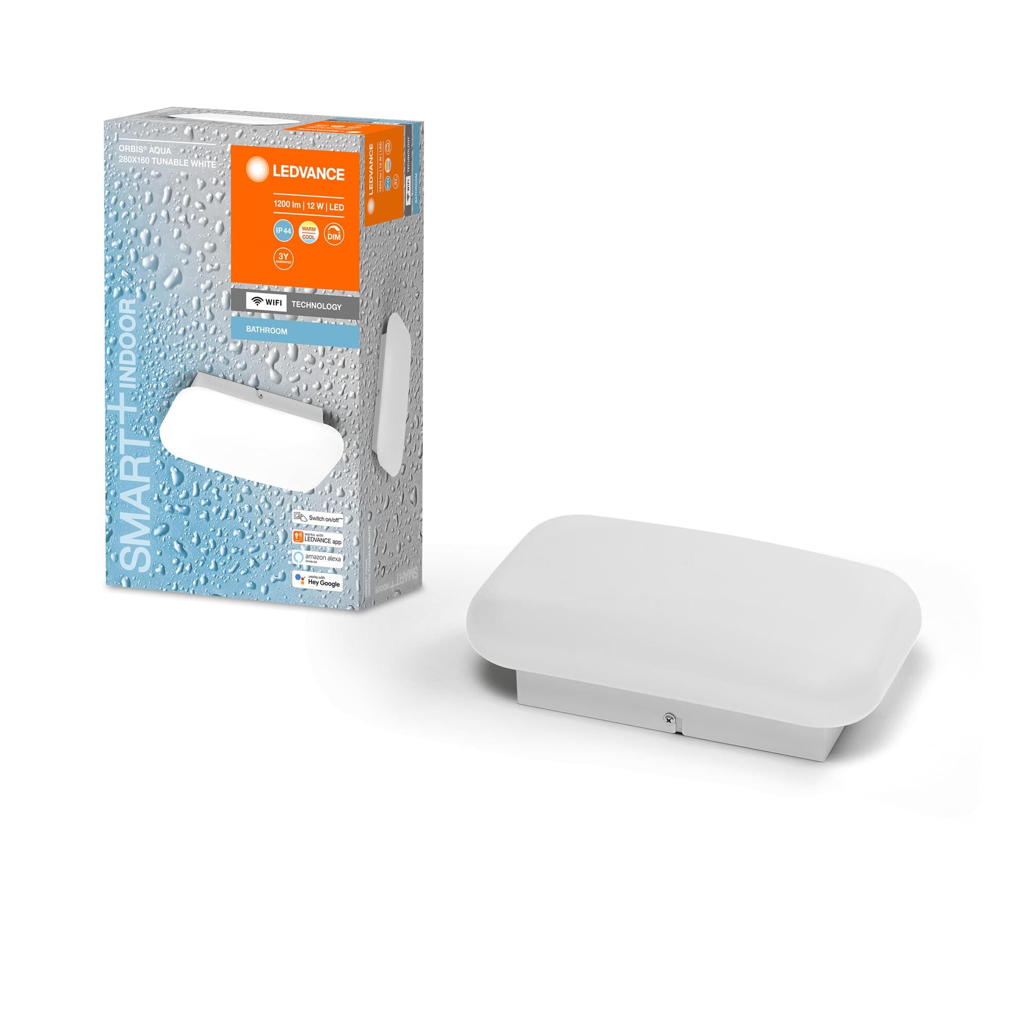 LEDVANCE Smart LED Badezimmerlampe weiß, 1200LM, 3000-6500K, 280mm x 160mm, IP44, Orbis Aqua Wandleuchte