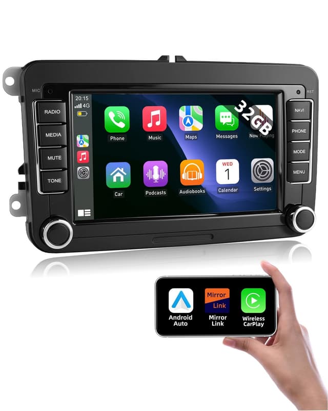 🚗 Essgoo Wireless CarPlay Autoradio 32G 7 Zoll Android 14 Radio Für VW Caddy Golf 5 6 Polo Passat Tiguan Touran Skoda Seat RCD330