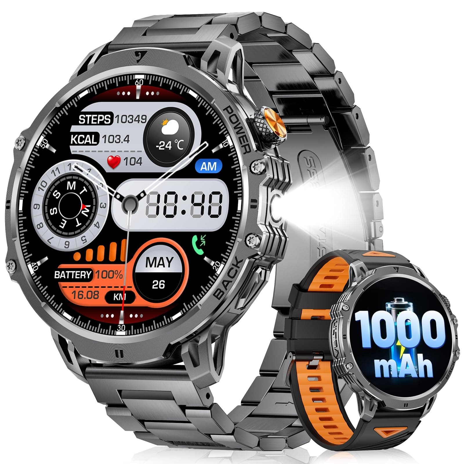 LIGE Smartwatch Herren 1000 mAh Akku/1.85'' HD Großes Display ⌚🔋🏊