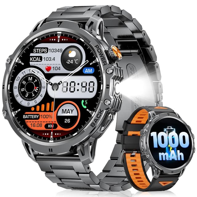 LIGE Smartwatch Herren 1000 mAh Akku/1.85'' HD Großes Display ⌚🔋🏊